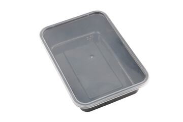 Plastic Food Packaging Tray With Clear Plastic Cover isolated on white background