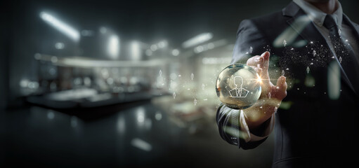 Concept of working with human resources in business using a business network.
