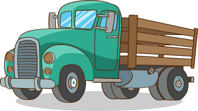old pickup truck cartoon vector
