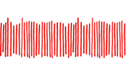 Watercolor red stripes banner. Seamless pattern. Hand painted illustration. Isolated on transparent.