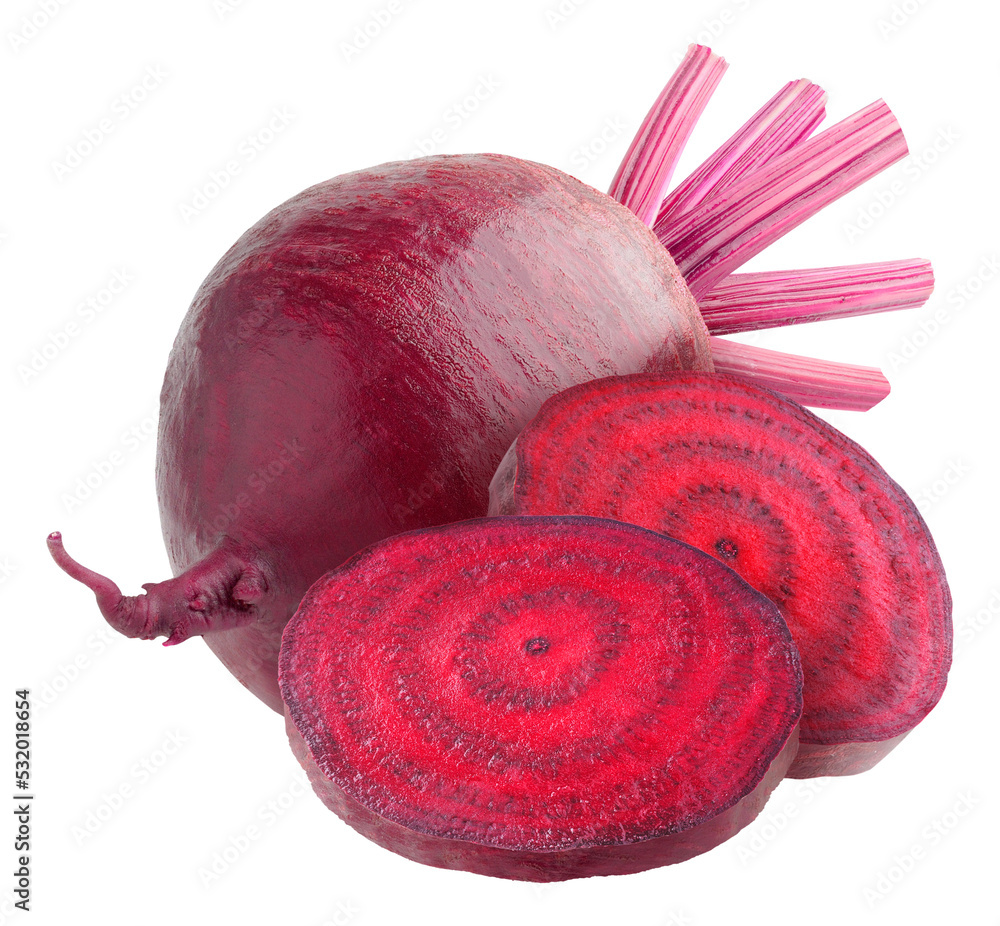 Poster whole beetroot and two slices cut out