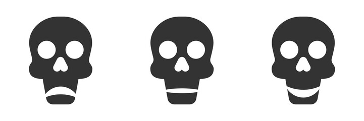 Positive, neutral, and negative skull icon. Flat vector illustration.