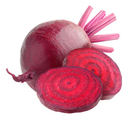 Whole beetroot and two slices cut out