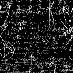 Math seamless pattern endless pattern with handwriting of various operations such as addition, subtraction, multiplication, division an calculations. Geometry, mathematics subjects. College lectures.