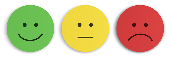 Positive Neutral and Negative Smiley Face Concept Isolated from Background