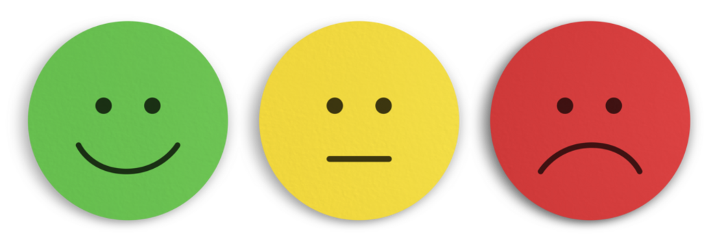 Positive Neutral and Negative Smiley Face Concept Isolated from Background