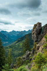 Fototapeta na wymiar Tatra Mountains landscape with Gesia Szyja landmark, natural rock formation