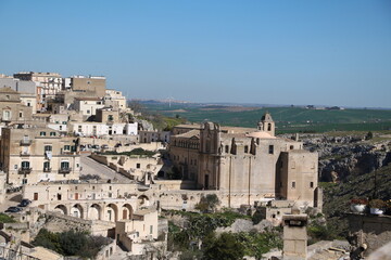 Fototapeta na wymiar View to Convent of Saint Agostino and Matera, Italy
