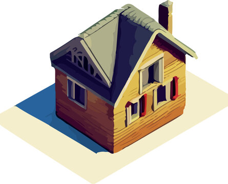 isometric image of a private house. low poly style 