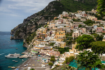 Fototapeta na wymiar The beautiful and rural cliff side town of Positano on the Amalfi Coast of Italy, Europe.