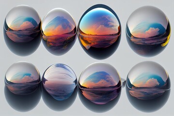 surreal geometric illustration, 3d globes render, concept art background, dream, imagination, magic, surrealism