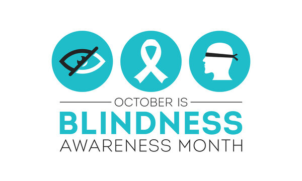 Blindness awareness month is observed every year in october. Template for banner, card, background. Vector illustration.