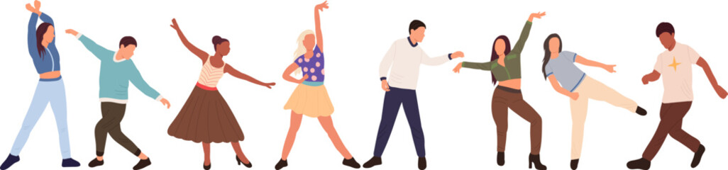 dancing men and women, dance isolated vector