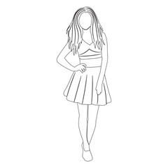 woman sketch ,contour on white background isolated
