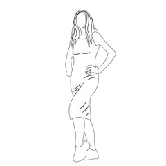 woman sketch ,contour on white background isolated vector