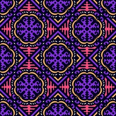 Seamless pattern flower with mandala, vintage decorative elements, vintage decorative elements illustration, Ethnic mandala with colorful tribal ornaments