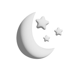 Obraz na płótnie Canvas 3d Gray geometric shapes moon and stars embossed button.