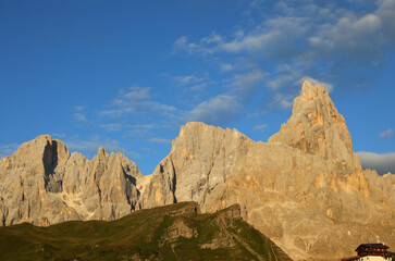 alpenglow also called ENROSADIRA is an optical phenomenon that colors the rocks of the Dolomites in...