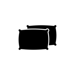 Two Pillows for Sleeping, Feather Cushion. Flat Vector Icon illustration. Simple black symbol on white background. Two Pillows for Sleeping, Cushion sign design template for web and mobile UI element.