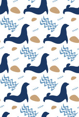 children blue pattern fur seal wave vector image kids
