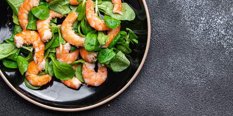 salad shrimp prawn seafood healthy meal food snack on the table copy space food background