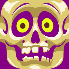 Halloween skull avatar in cartoon style for printing and design.Vector illustration.