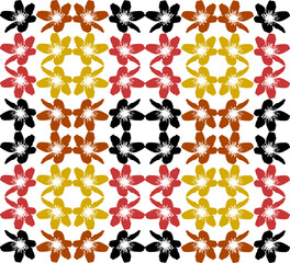 Fototapeta An abstract background in the form of multi-colored flowers in a symmetrical and opposite arrangement. obraz