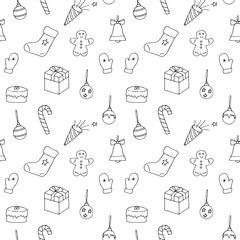 Christmas seamless pattern vector illustration, hand drawing doodles