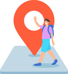 Location Pin on Map. Travel Concept Illustration. Collection of traveling with people taking part in travel business activities. Tourist, trip, booking. flat style