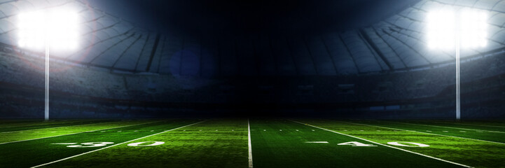 Fototapeta na wymiar American football stadium with lights at night