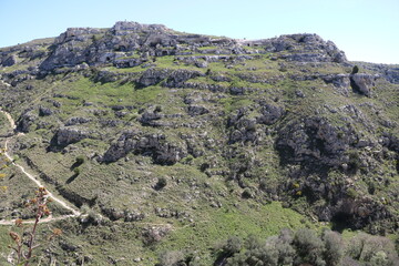 Hiking in Gorge of the Gravina di Matera, Italy