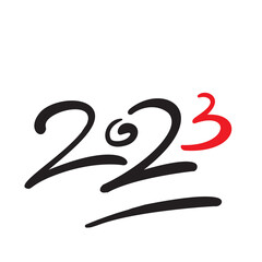 2023 Hand Drawn Vector Numbers, Sketch Calendar Design