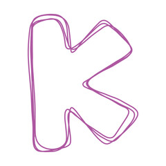 Alphabet K letter hand drawn outline stroke drawing illustration element art for education