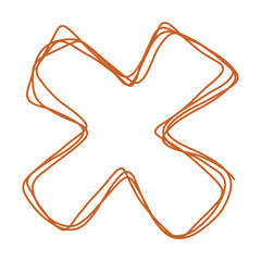 Alphabet X letter hand drawn outline stroke drawing illustration element art for education