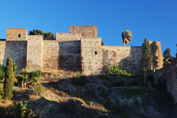 Fototapeta na wymiar Walls of Alcazaba fortress, Malaga, Spain