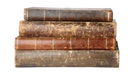 Stack of old books cut out