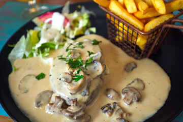 Fillet of beef with mushroom sauce and potatoes