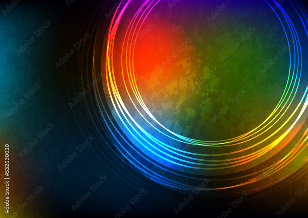 Poster overlapping circular lines, primitive composition. vector geometric minimal abstract background for 