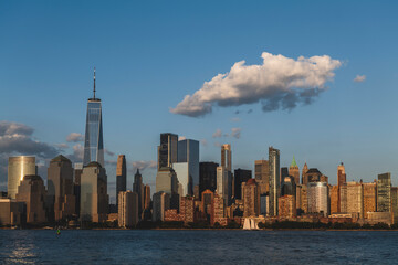 Fototapeta na wymiar New York City in the evening with solo cloud, New York City, USA. High-quality photo