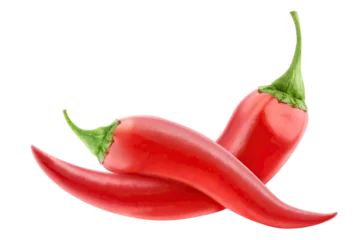 Crédence de cuisine en verre imprimé Piments forts Two red chili peppers cut out