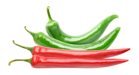 Crédence de cuisine en verre imprimé Piments forts Pile of red and green hot chili peppers cut out