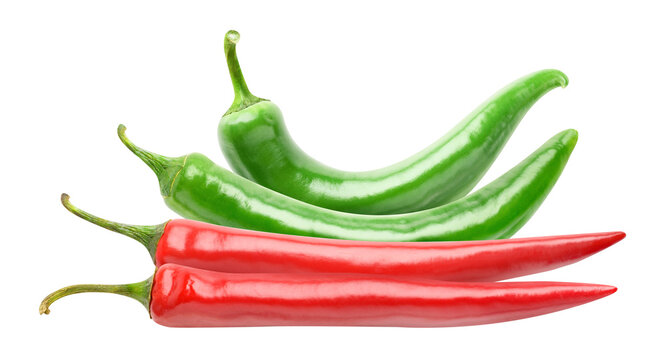 Pile Of Red And Green Hot Chili Peppers Cut Out