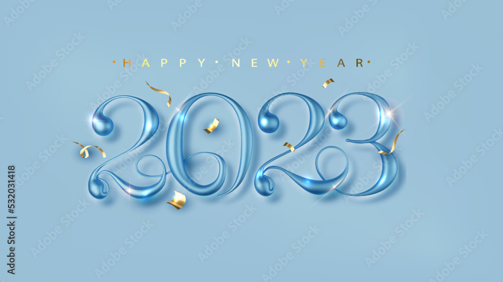 Canvas Prints new year's blue background with graceful numbers for the date 2023.