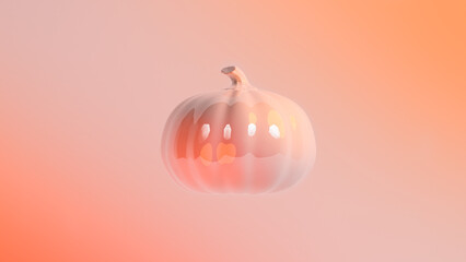 3d render of white pumpkin on white background. 3d rendering. Holiday decoration, Halloween concept