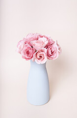 Romantic rose flower bouquet in ceramic vase