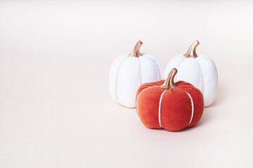 Colorful fabric pumpkin decoration arrangement