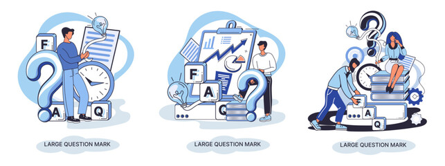 Fototapeta na wymiar Ladge question mark metaphor. Problem and solution concept, question mark. Ask questions and receive answers. Online support center. Solving complex issues, why sign forum. FAQ frequently asked help