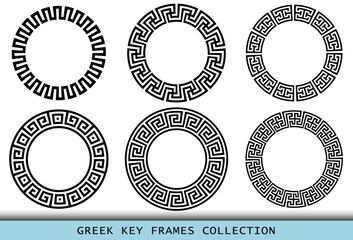 Ancient Greek black frames patterns, set of antique borders from Greece