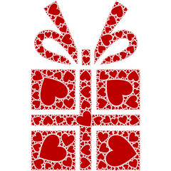 Red hearts of gift box icon on transparent digital image 