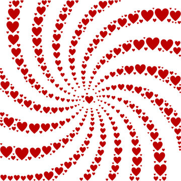 Red hearts of spiral illustration on transparent digital image